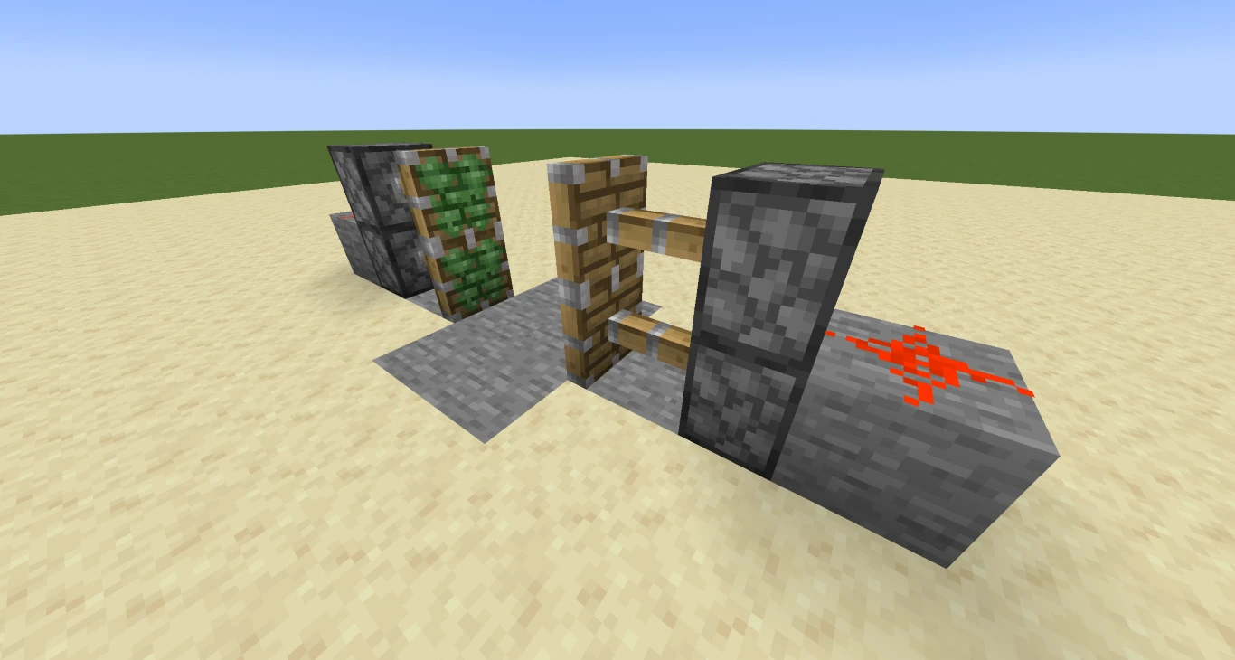 Layout dos pistões para a porta automática no Minecraft