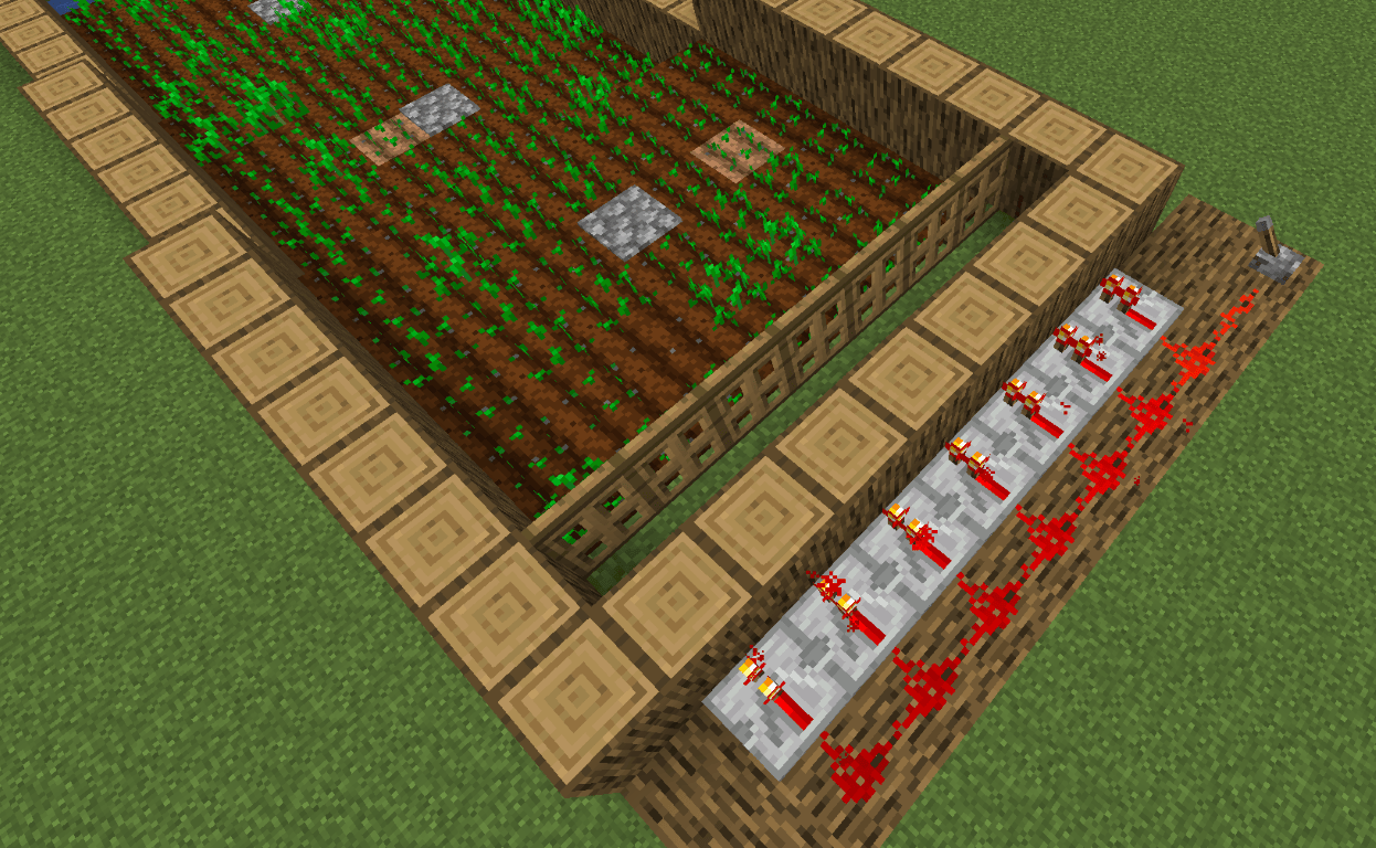 Campo de Minecraft con Redstone