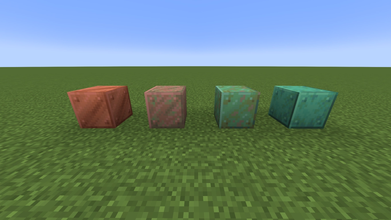 Oxidatieproces van koper in Minecraft